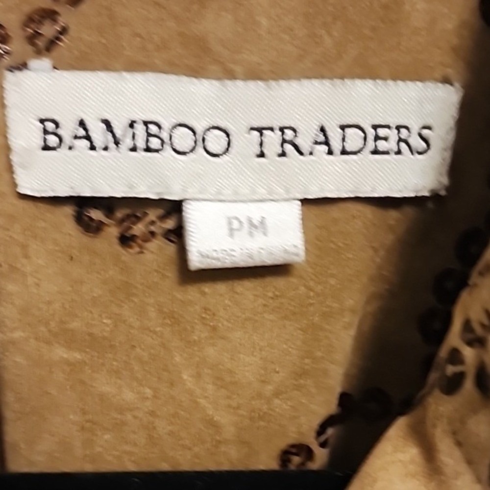 2 for $15 Vintage Bamboo Traders Blazer PM Tan Print Whimsical Bohemian Chic - Picture 3 of 9